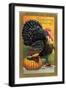 Thanksgiving Greetings, Turkey with Pumpkin, Fruit and Goblet-null-Framed Premium Giclee Print