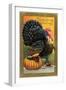 Thanksgiving Greetings, Turkey with Pumpkin, Fruit and Goblet-null-Framed Premium Giclee Print