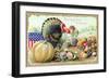 Thanksgiving Greetings with a Turkey and Fruit-K.J. Historical-Framed Giclee Print