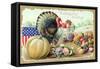 Thanksgiving Greetings with a Turkey and Fruit-K.J. Historical-Framed Stretched Canvas