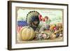 Thanksgiving Greetings with a Turkey and Fruit-K.J. Historical-Framed Giclee Print