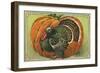 Thanksgiving Greetings with a Turkey and Pumpkin-null-Framed Giclee Print