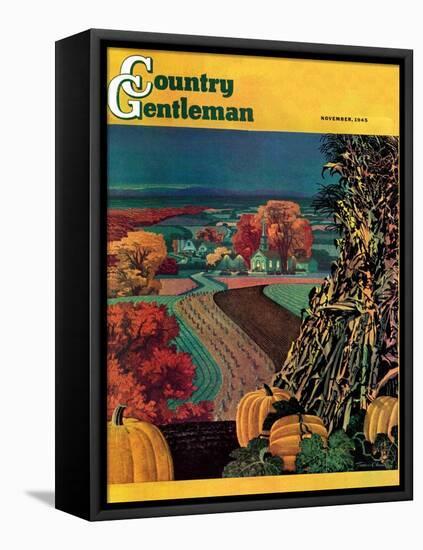 "Thanksgiving Harvest at Night," Country Gentleman Cover, November 1, 1945-Francis Chase-Framed Stretched Canvas