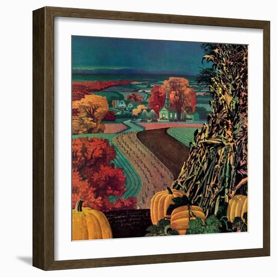 "Thanksgiving Harvest at Night,"November 1, 1945-Francis Chase-Framed Giclee Print