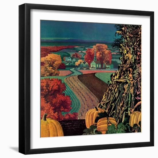 "Thanksgiving Harvest at Night,"November 1, 1945-Francis Chase-Framed Giclee Print