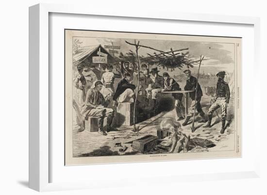 Thanksgiving in Camp, Published by Harper's Weekly, November 29, 1862-Winslow Homer-Framed Giclee Print