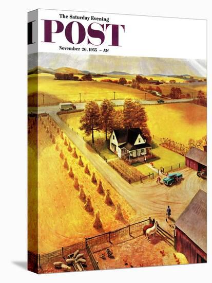 "Thanksgiving on the Farm" Saturday Evening Post Cover, November 26, 1955-John Clymer-Stretched Canvas