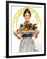 Thanksgiving (or Woman Holding Platter with Turkey)-Norman Rockwell-Framed Giclee Print