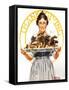 Thanksgiving (or Woman Holding Platter with Turkey)-Norman Rockwell-Framed Stretched Canvas