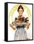 Thanksgiving (or Woman Holding Platter with Turkey)-Norman Rockwell-Framed Stretched Canvas