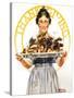 Thanksgiving (or Woman Holding Platter with Turkey)-Norman Rockwell-Stretched Canvas