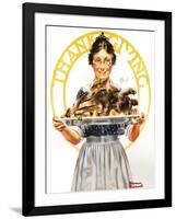 Thanksgiving (or Woman Holding Platter with Turkey)-Norman Rockwell-Framed Giclee Print