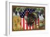 Thanksgiving Postcard with Turkey and Stars and Stripes Motif-null-Framed Giclee Print