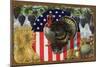 Thanksgiving Postcard with Turkey and Stars and Stripes Motif-null-Mounted Giclee Print