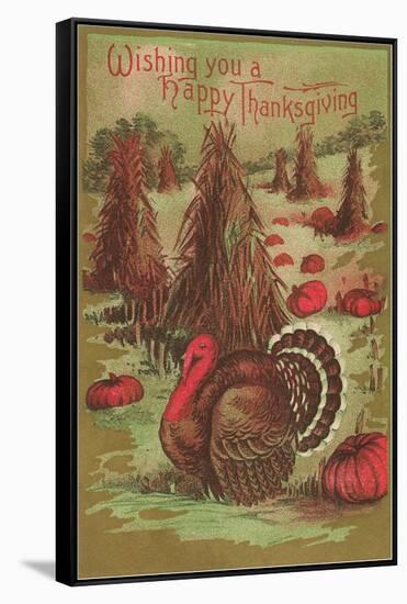 Thanksgiving Turkey and Corn Sheaves-null-Framed Stretched Canvas