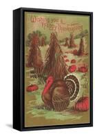 Thanksgiving Turkey and Corn Sheaves-null-Framed Stretched Canvas