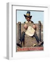 Thanksgiving-Ye Glutton (or Pilgrim in Stockade)-Norman Rockwell-Framed Giclee Print