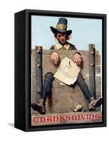 Thanksgiving-Ye Glutton (or Pilgrim in Stockade)-Norman Rockwell-Framed Stretched Canvas