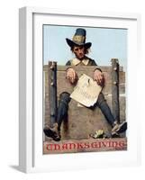 Thanksgiving-Ye Glutton (or Pilgrim in Stockade)-Norman Rockwell-Framed Giclee Print