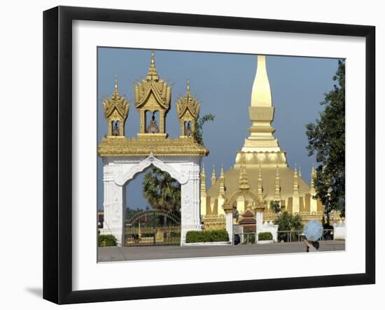 That Luang Stupa, Largest in Laos, Built 1566 by King Setthathirat, Vientiane, Laos, Southeast Asia-De Mann Jean-Pierre-Framed Photographic Print