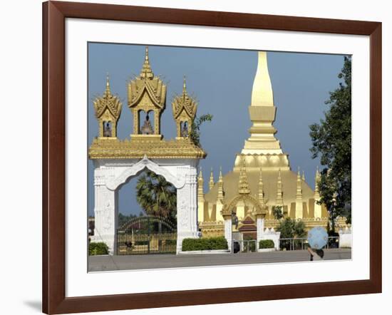 That Luang Stupa, Largest in Laos, Built 1566 by King Setthathirat, Vientiane, Laos, Southeast Asia-De Mann Jean-Pierre-Framed Photographic Print