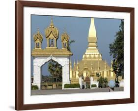 That Luang Stupa, Largest in Laos, Built 1566 by King Setthathirat, Vientiane, Laos, Southeast Asia-De Mann Jean-Pierre-Framed Photographic Print