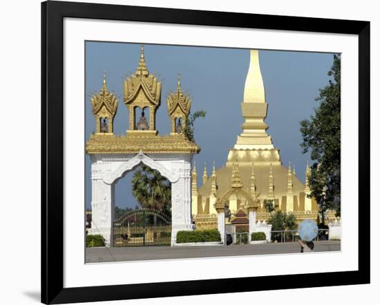 That Luang Stupa, Largest in Laos, Built 1566 by King Setthathirat, Vientiane, Laos, Southeast Asia-De Mann Jean-Pierre-Framed Photographic Print