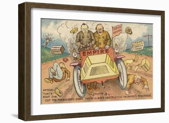 "That's Right Joe. Cut the Foreigners Down. They're Always Obstructing the Empire's Progress"-null-Framed Giclee Print