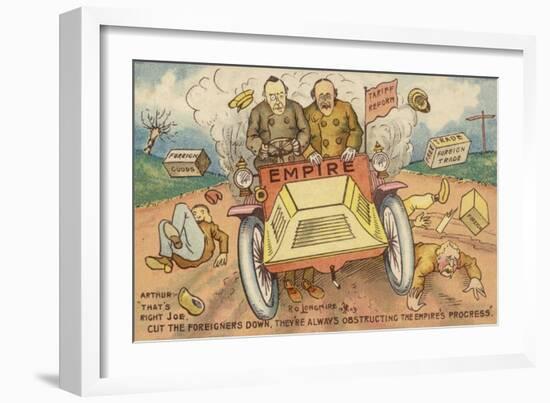 "That's Right Joe. Cut the Foreigners Down. They're Always Obstructing the Empire's Progress"-null-Framed Giclee Print