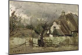 Thatched Cottage in Picardie-Jean-Baptiste-Camille Corot-Mounted Giclee Print