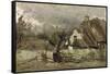 Thatched Cottage in Picardie-Jean-Baptiste-Camille Corot-Framed Stretched Canvas