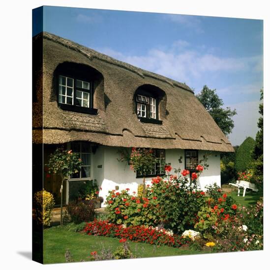 Thatched Cottage Near Burscough in Lancashire, Northern England 1972-null-Stretched Canvas
