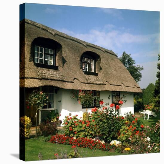 Thatched Cottage Near Burscough in Lancashire, Northern England 1972-null-Stretched Canvas