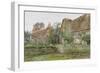 Thatched Cottages and Cottage Gardens, 1881 (W/C and Graphite on Paper)-John Fulleylove-Framed Giclee Print