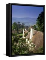 Thatched Cottages at Selworthy Green, with Exmoor Beyond, Somerset, England, United Kingdom-Chris Nicholson-Framed Stretched Canvas
