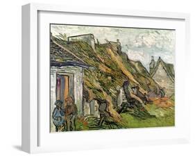 Thatched Cottages in Chaponval, Auvers-Sur-Oise, c.1890-Vincent van Gogh-Framed Giclee Print