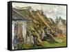 Thatched Cottages in Chaponval, Auvers-Sur-Oise, c.1890-Vincent van Gogh-Framed Stretched Canvas