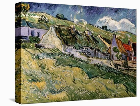 Thatched Cottages in Cordeville, 1890-Vincent van Gogh-Stretched Canvas