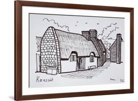 Thatched houses, Kerascoet, Brittany, France-Richard Lawrence-Framed Premium Photographic Print