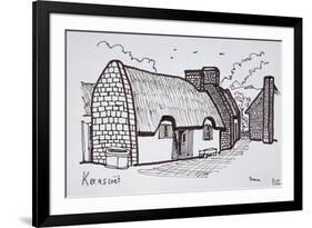 Thatched houses, Kerascoet, Brittany, France-Richard Lawrence-Framed Premium Photographic Print