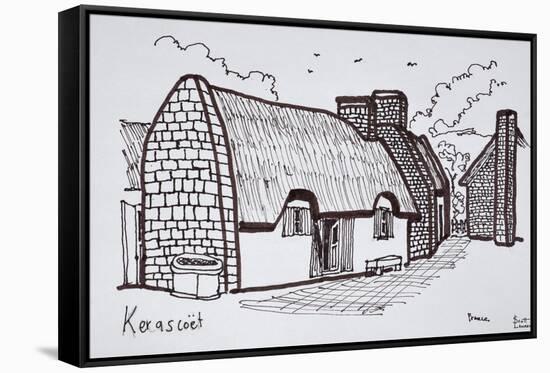 Thatched houses, Kerascoet, Brittany, France-Richard Lawrence-Framed Stretched Canvas