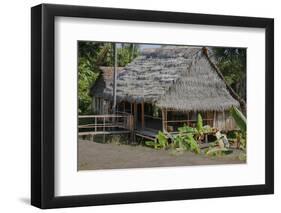 Thatched Roof Home Made of Leaves in the Peruvian Town of Amazonas-Mallorie Ostrowitz-Framed Photographic Print