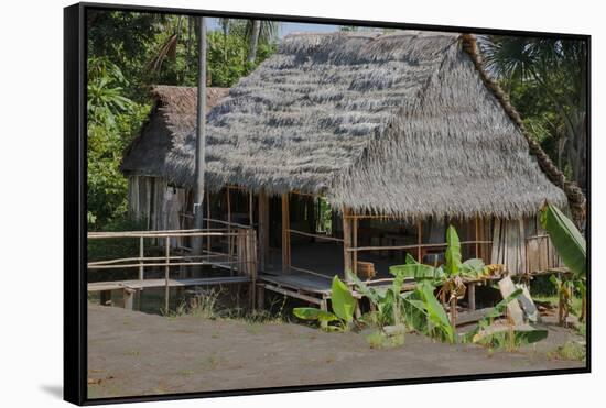 Thatched Roof Home Made of Leaves in the Peruvian Town of Amazonas-Mallorie Ostrowitz-Framed Stretched Canvas