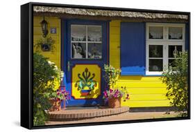 Thatched-Roof House with Traditional Front Door in Born on the Darss Peninsula-Uwe Steffens-Framed Stretched Canvas