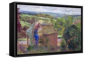 Thatching the Summer House, Lanhydrock House, Cornwall, 1993-Timothy Easton-Framed Stretched Canvas