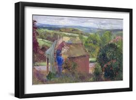 Thatching the Summer House, Lanhydrock House, Cornwall, 1993-Timothy Easton-Framed Giclee Print