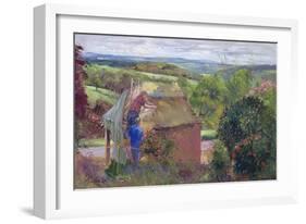 Thatching the Summer House, Lanhydrock House, Cornwall, 1993-Timothy Easton-Framed Giclee Print