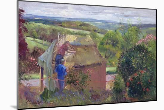 Thatching the Summer House, Lanhydrock House, Cornwall, 1993-Timothy Easton-Mounted Giclee Print