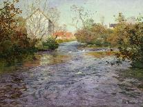 A French River Landscape with a Woman by Cottages-Thaulow-Framed Giclee Print