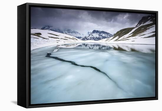 Thawing Alpine Lake, Vanoise National Park, Rhône-Alpes, France, June-Benjamin Barthelemy-Framed Stretched Canvas